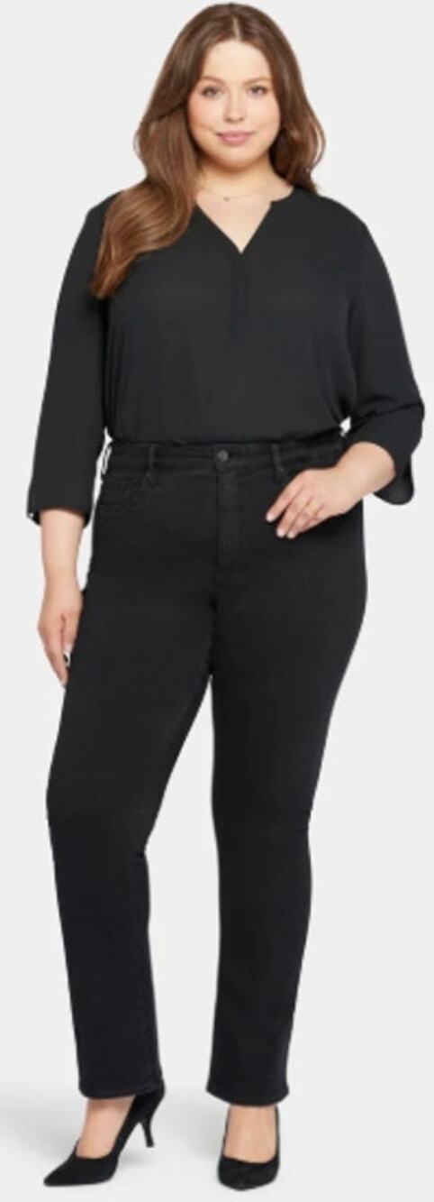 NYDJ Women 6 Long Black Denim Lift x Tuck Technology Slim Bootcut Denim Jeans